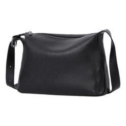 Sacoche homme cuir de vache souple noir, format épaule, vue principale