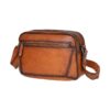 Sacoche homme cuir véritable rétro à poche avant zippée, vue principale
