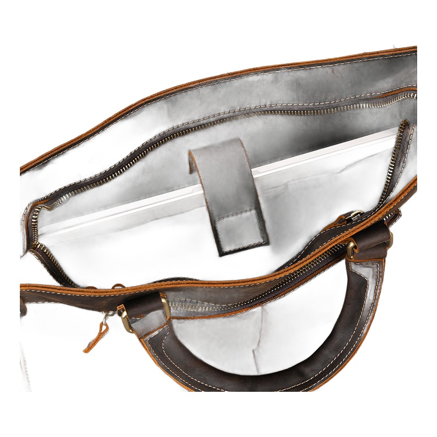 Sacoche ordinateur homme en cuir de vache, porte-documents 39 ou 43 cm 6 Sacoche ordinateur homme en cuir de vache, porte-documents 39 ou 43 cm, vue de profil