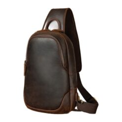 Sacoche poitrine homme en cuir véritable avec port USB, deux tailles, vue principale