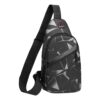 Sacoche poitrine homme en nylon noir à motif géométrique, vue principale