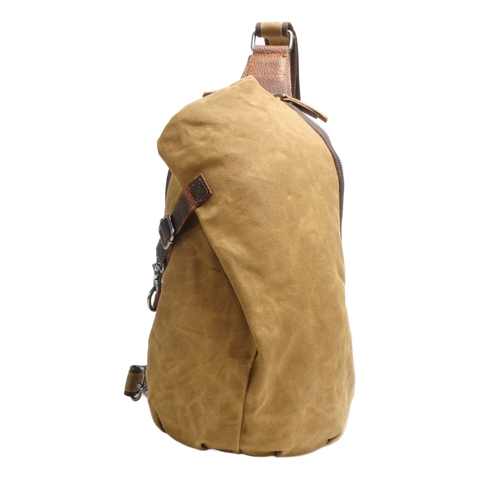 Sacoche poitrine homme en toile cirée et garnitures cuir, style vintage 1 Sacoche poitrine homme en toile cirée et garnitures cuir, style vintage, vue principale
