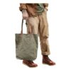 Tote bag homme en toile vintage, anses cognac et fermeture zippée, vue principale