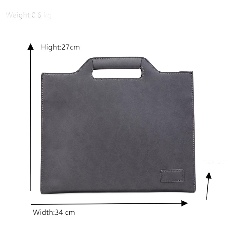 Tote bag homme plat en cuir PU à poignée découpée, 34 x 27 cm 3 Tote bag homme plat en cuir PU à poignée découpée, 34 x 27 cm, vue de face