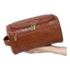 Trousse de toilette homme à crochet en cuir PU vintage, vue principale