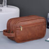 Trousse de toilette homme double compartiment en cuir PU, vue principale