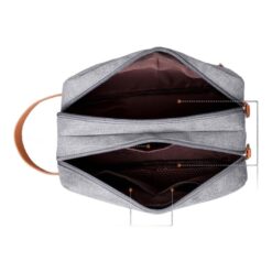 Trousse de toilette homme en tissu, double compartiment, vue de trois quarts